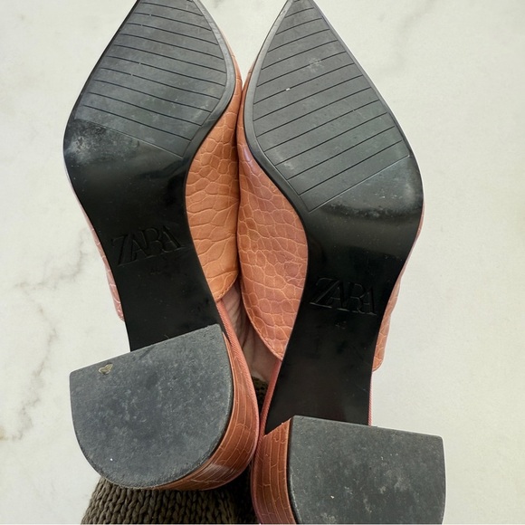ZARA peachy pink crocodile skinned mule heel sz 40 - Picture 10 of 10